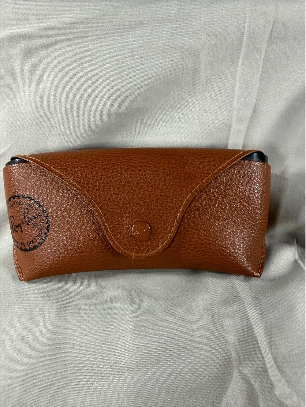 Ray-Ban Brown Leather Sunglasses Case with Snap Closure